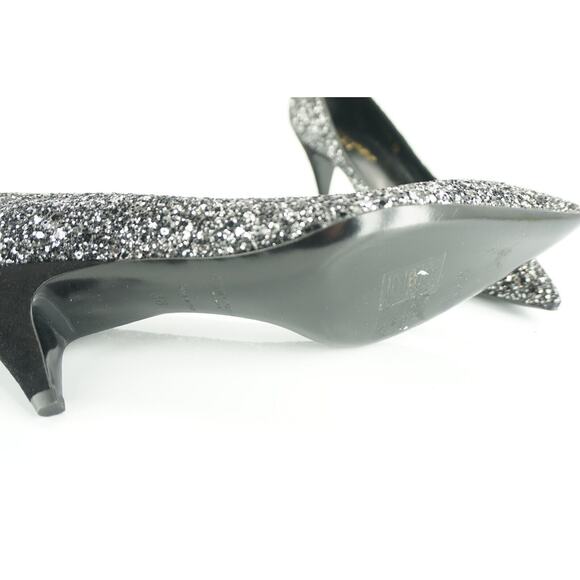 Saint Laurent Charlotte 55MM Super Black Glitter Pointy Toe Pumps - Picture 11 of 12